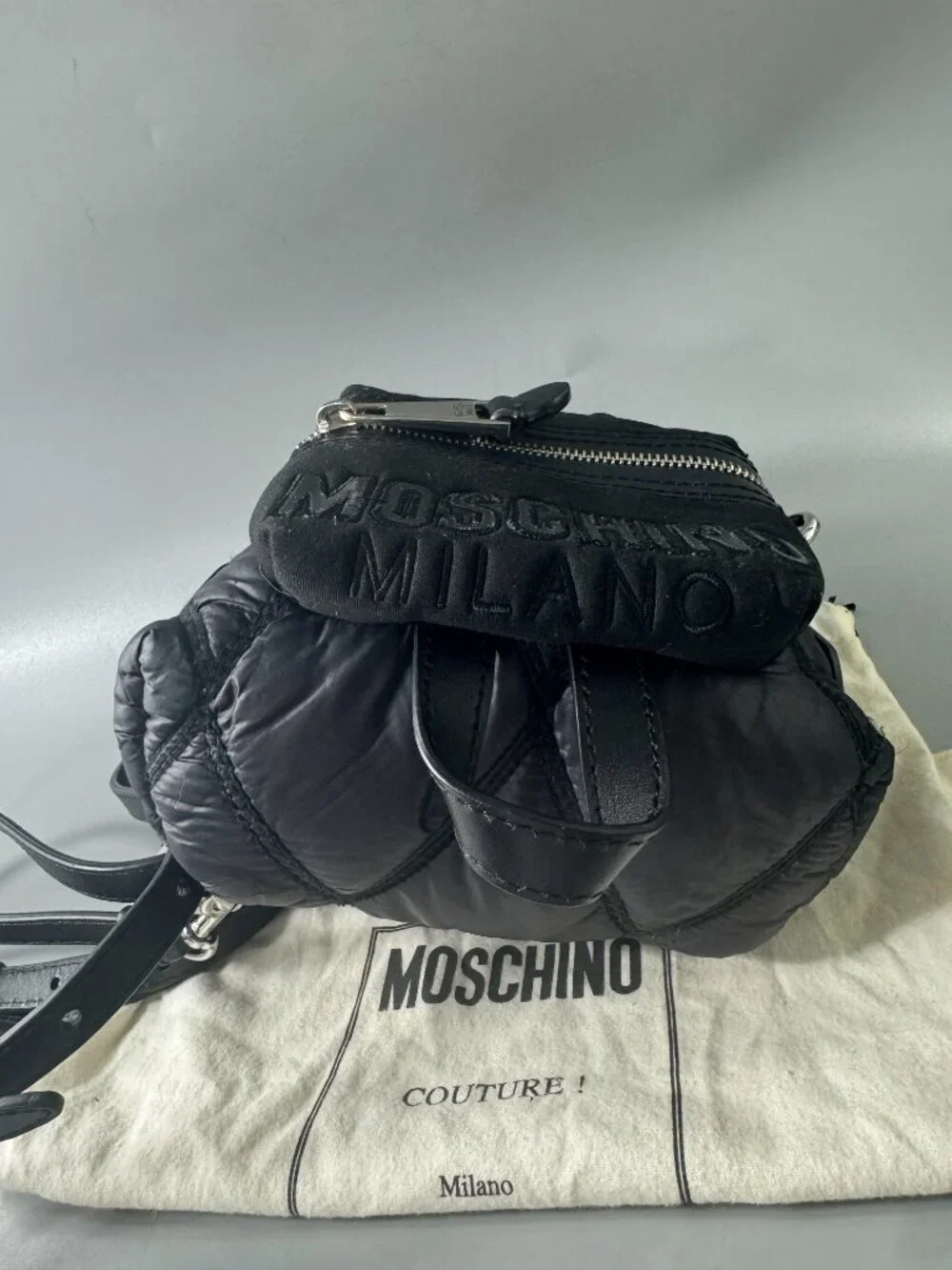 Authentic MOSCHINO QUILTED NYLON SMALL BACKPACK/SHOULDER BAG